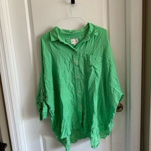 American Eagle Outfitters Vibrant Green Collared Shirt